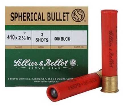 410 Gauge 25 Rounds Ammunition Sellier & Bellot 2 1/2" 3 Pellets Lead #000 Buck